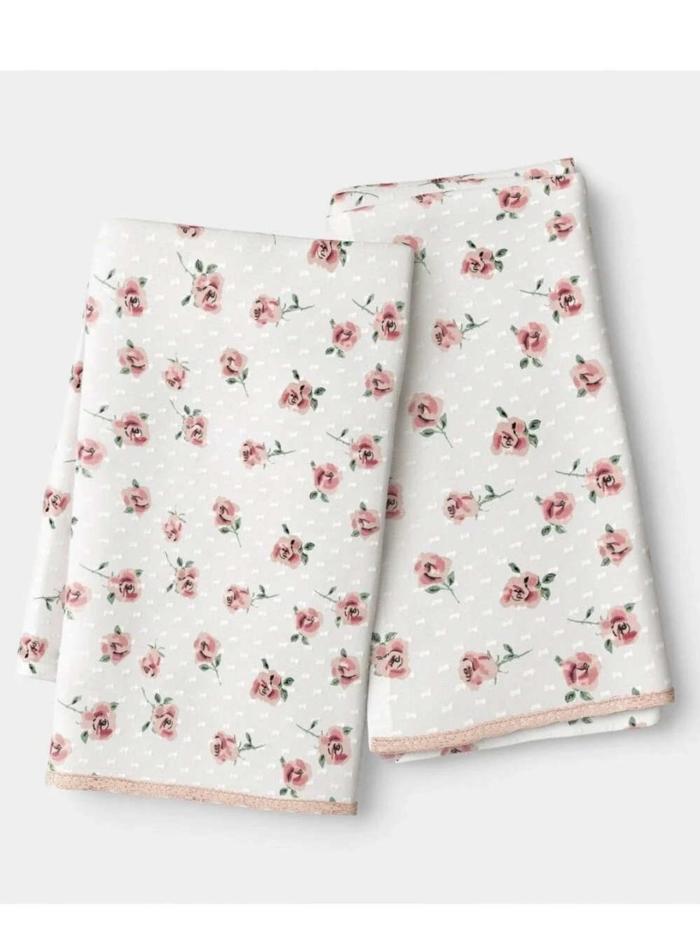 New!2pc Room Essentials Pink Rose Print Cotton Kitchen Towels Shabby Chic Y2K